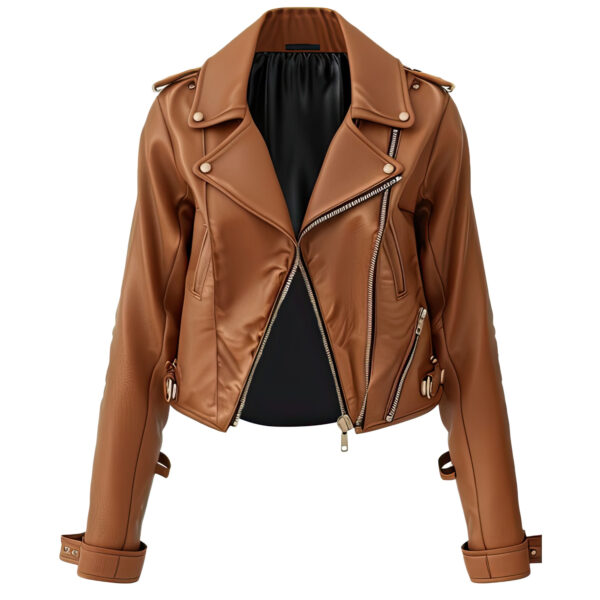 Women's Chocolate Brown Sheepskin Leather Biker Jacket